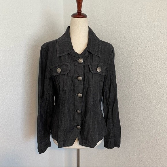 Live A Little Vintage Black Brown Short Crop Retro Bomber Jacket Size PL - Picture 1 of 12